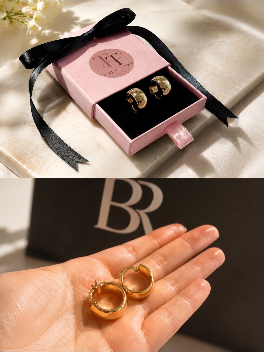 Banana Republic Gold Dome Hoop Earrings – Waterproof & Hypoallergenic ✨